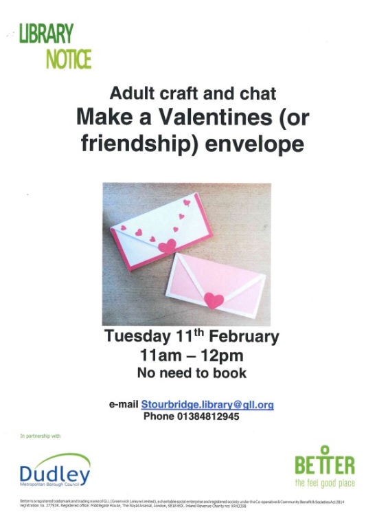 Stourbridge Library - Adult Valentine Craft and Chat